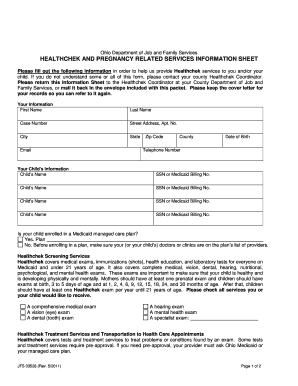 Ohio Healthchek and Pregnancy Services Information Sheet