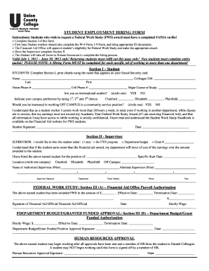 Student Employment Hiring Form