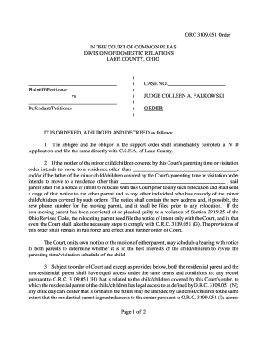 Ohio Relocation Notice Order