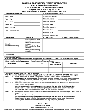 Vytorin Prior Authorization Form