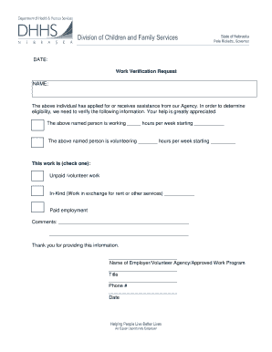 Work Verification Request Form