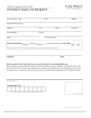 Student ID Request Form