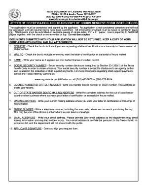 Texas Barber Certification Request Form