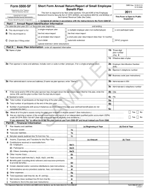 Form 5500-SF Short Form Annual Return