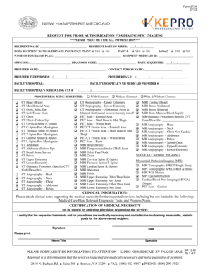 New Hampshire Medicaid Prior Authorization for Diagnostic Imaging