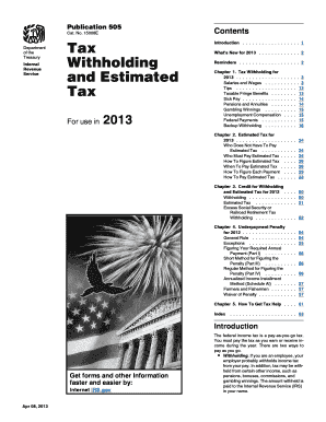 IRS Publication 505 Tax Withholding and Estimated Tax