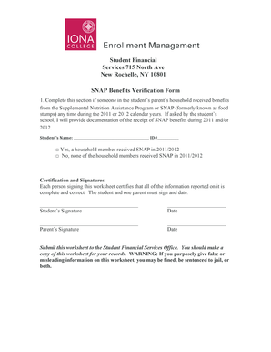 SNAP Benefits Verification Form