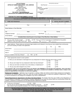 City of Ithaca Employment Application Form
