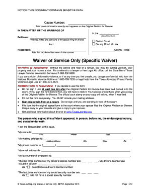 Texas Waiver of Service for Divorce