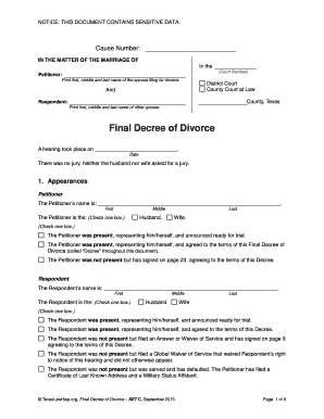 Texas Final Decree of Divorce