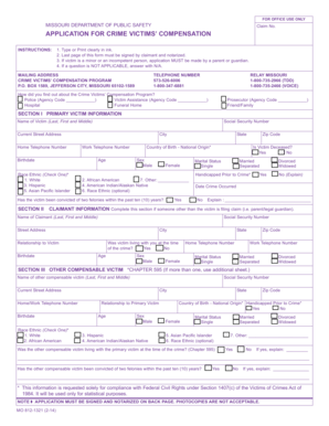 Missouri Crime Victims’ Compensation Application