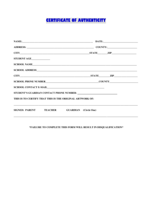 Certificate of Authenticity