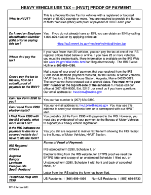 Fillable Online Maine HEAVY VEHICLE USE TAX -- (HVUT) PROOF Fillable Online Maine HEAVY VEHICLE USE TAX -- (HVUT) PROOF
