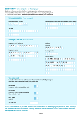 UK Employee Payroll Form