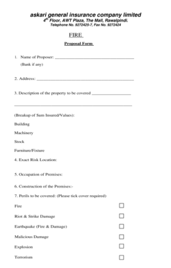 Fire Insurance Proposal Form