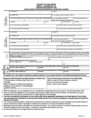 California Non-Confidential Marriage License Application