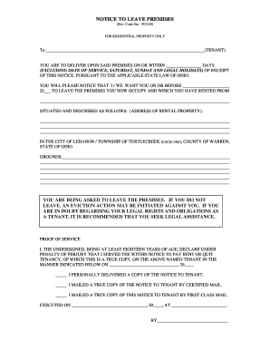 Ohio Notice to Leave Premises
