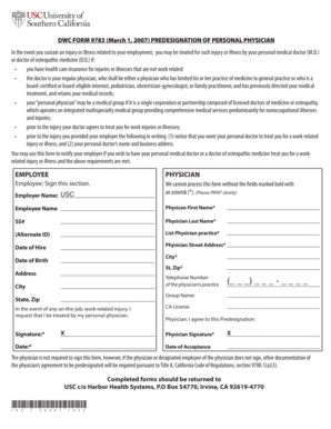 California Predesignation of Personal Physician Form