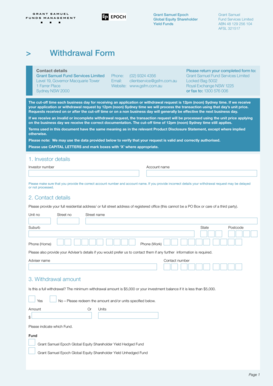 Grant Samuel Epoch Withdrawal Form