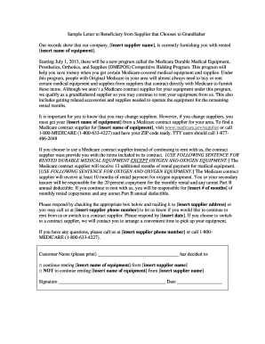 Medicare DMEPOS Grandfathered Supplier Letter