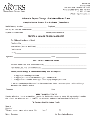 Arkansas Teacher Retirement System Change of Address/Name Form