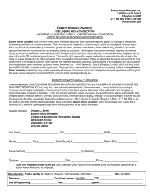Eastern Illinois University Background Check Authorization
