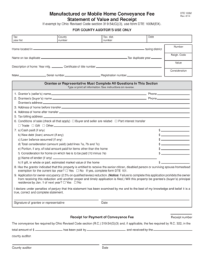 Ohio Manufactured Home Conveyance Fee Form