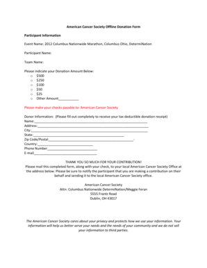 American Cancer Society Donation Form