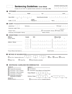 Virginia Felony Sentencing Guidelines Form