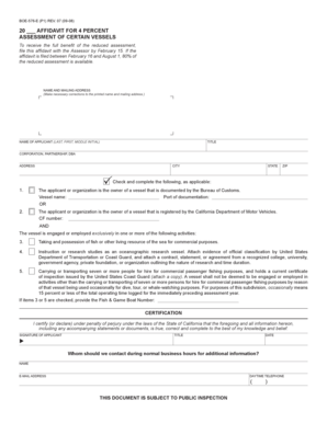 California Vessel Assessment Affidavit