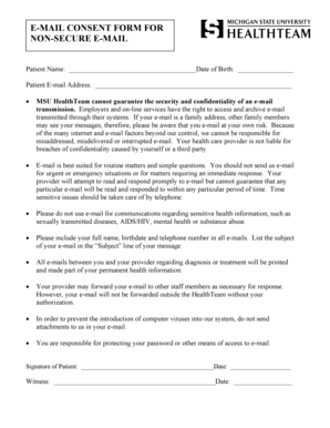 Email Consent Form for Non-Secure Email