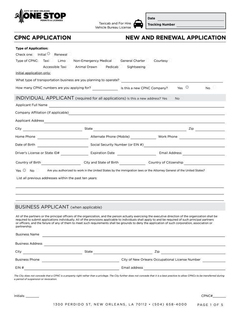 Cpnc application new orleans Fill out & sign online DocHub