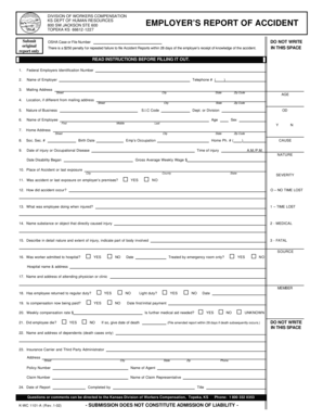 Kansas Employer’s Report of Accident