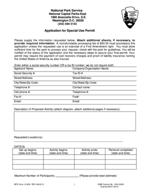 National Park Service Special Use Permit Application