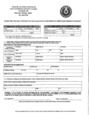 Texas Birth Death Record Request Form