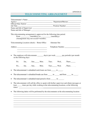 Telecommuting Arrangement Agreement