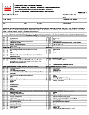 District of Columbia Unclaimed Property Verification Checklist
