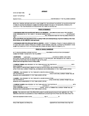 New York Resident Commuter Parking Permit Affidavit