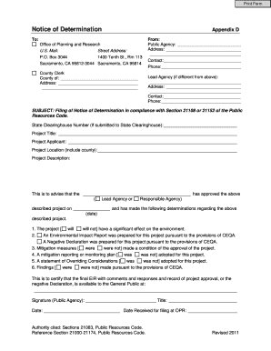 California Notice of Determination