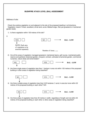 Bushfire Attack Level Assessment Form