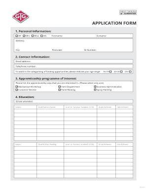 Arnold Clark Apprenticeship Application Form