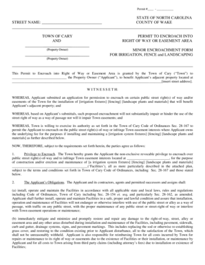 Permit to Encroach into Right of Way