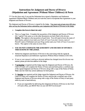 Judgment and Decree of Divorce (Stipulation and Agreement Without Minor Children)