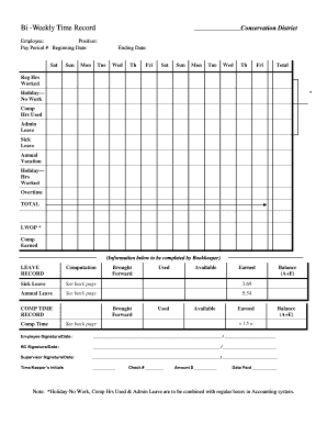 Bi-Weekly Time Record Form