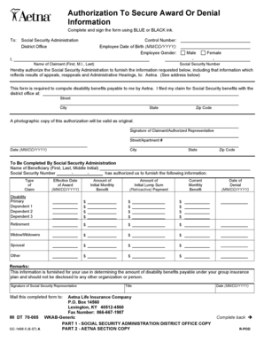 Authorization To Secure Award Or Denial Information