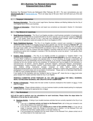 Los Angeles Business Tax Renewal Form 1000D