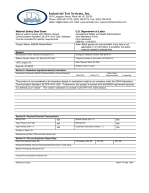 Material Safety Data Sheet for Nitrate/Nitrite