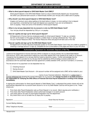 Department of Human Services Direct Payroll Deposit Form