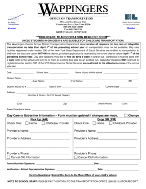 Childcare Transportation Request Form