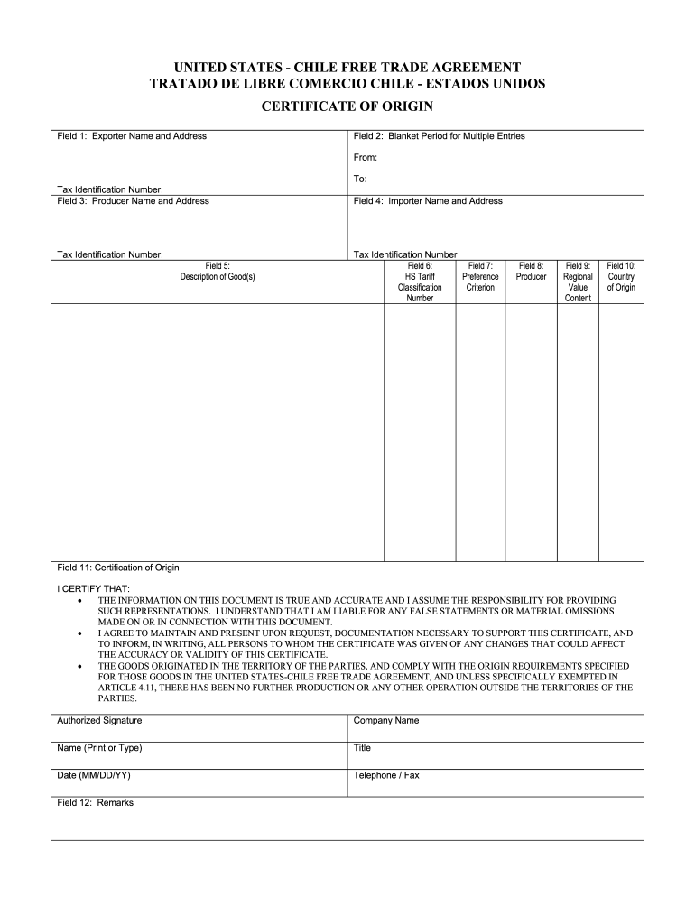 Certificate Of Origin Template Word